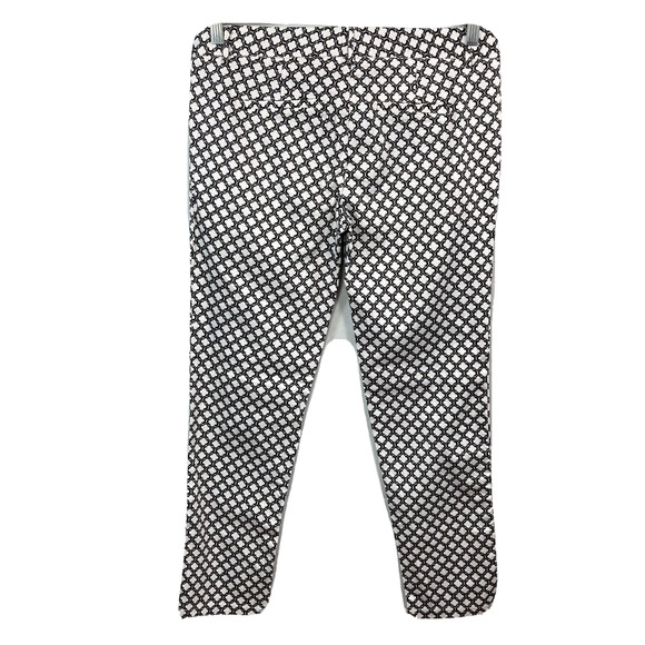 OVI Pants Women Sz M Black White Quatrefoil Mid Rise Straight Leg Cotton Stretch - Picture 2 of 11